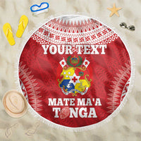 Custom Tonga Mate Maa Beach Blanket Go Champions Tongan Ngatu - Red LT14 One Size 150cm Red - Polynesian Pride