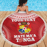 Custom Tonga Mate Maa Beach Blanket Go Champions Tongan Ngatu - Red LT14 - Polynesian Pride