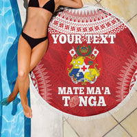 Custom Tonga Mate Maa Beach Blanket Go Champions Tongan Ngatu - Red LT14 - Polynesian Pride
