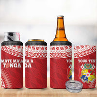 Personalised Tonga Mate Maa 4 in 1 Can Cooler Tumbler Go Champions Tongan Ngatu - Red