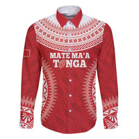 Custom Tonga Mate Maa Family Matching Long Sleeve Bodycon Dress and Hawaiian Shirt Go Champions Tongan Ngatu - Red