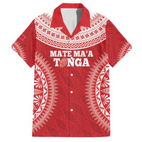 Custom Tonga Mate Maa Family Matching Tank Maxi Dress and Hawaiian Shirt Go Champions Tongan Ngatu - Red