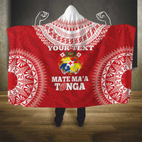 Custom Tonga Mate Maa Hooded Blanket Go Champions Tongan Ngatu - Red LT14 - Polynesian Pride