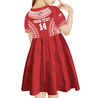 Custom Tonga Mate Maa Kid Short Sleeve Dress Go Champions Tongan Ngatu - Red