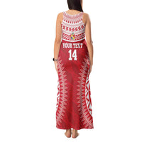 Custom Tonga Mate Maa Tank Maxi Dress Go Champions Tongan Ngatu - Red LT14 - Polynesian Pride