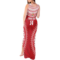 Custom Tonga Mate Maa Tank Maxi Dress Go Champions Tongan Ngatu - Red LT14 - Polynesian Pride