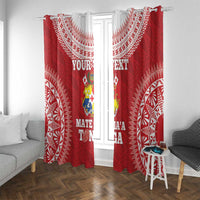 Custom Tonga Mate Maa Window Curtain Go Champions Tongan Ngatu - Red LT14 With Grommets Red - Polynesian Pride