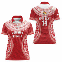 Custom Tonga Mate Maa Women Polo Shirt Go Champions Tongan Ngatu - Red