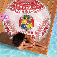 Custom Tonga Mate Maa Beach Blanket Go Champions Tongan Ngatu - White LT14 - Polynesian Pride