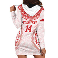 Custom Tonga Mate Maa Hoodie Dress Go Champions Tongan Ngatu - White LT14 - Polynesian Pride