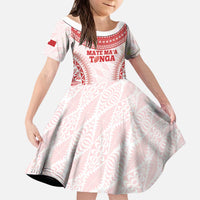 Custom Tonga Mate Maa Kid Short Sleeve Dress Go Champions Tongan Ngatu - White