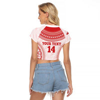 Custom Tonga Mate Maa Raglan Cropped T Shirt Go Champions Tongan Ngatu - White LT14 - Polynesian Pride