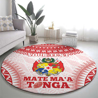 Custom Tonga Mate Maa Round Carpet Go Champions Tongan Ngatu - White