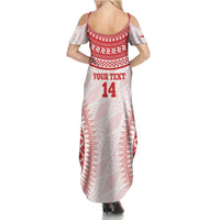Custom Tonga Mate Maa Summer Maxi Dress Go Champions Tongan Ngatu - White LT14 - Polynesian Pride