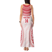 Custom Tonga Mate Maa Tank Maxi Dress Go Champions Tongan Ngatu - White LT14 - Polynesian Pride