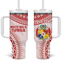 Personalised Tonga Mate Maa Tumbler With Handle Go Champions Tongan Ngatu - White LT14 One Size: 40 oz White - Polynesian Pride