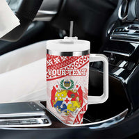 Personalised Tonga Mate Maa Tumbler With Handle Go Champions Tongan Ngatu - White LT14 - Polynesian Pride
