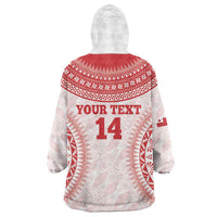 Custom Tonga Mate Maa Wearable Blanket Hoodie Go Champions Tongan Ngatu - White