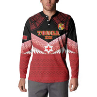 Custom Mate Maa Tonga XIII Button Sweatshirt Tongan Kupesi Ngatu - Rugby Style LT14 - Polynesian Pride