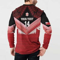 Custom Mate Maa Tonga XIII Button Sweatshirt Tongan Kupesi Ngatu - Rugby Style LT14 - Polynesian Pride
