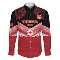 Custom Mate Maa Tonga XIII Family Matching Off Shoulder Short Dress and Hawaiian Shirt Tongan Kupesi Ngatu - Rugby Style