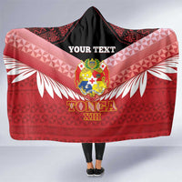 Custom Mate Maa Tonga XIII Hooded Blanket Tongan Kupesi Ngatu - Rugby Style LT14 One Size Red - Polynesian Pride