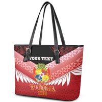Custom Mate Maa Tonga XIII Leather Tote Bag Tongan Kupesi Ngatu - Rugby Style LT14 - Polynesian Pride