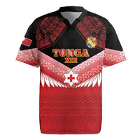 Custom Mate Maa Tonga XIII Rugby Jersey Tongan Kupesi Ngatu - Rugby Style LT14 Red - Polynesian Pride