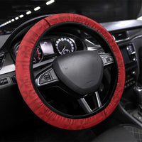 Mate Maa Tonga XIII Steering Wheel Cover Tongan Kupesi Ngatu - Rugby Style LT14 Universal Fit Red - Polynesian Pride