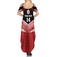 Custom Mate Maa Tonga XIII Summer Maxi Dress Tongan Kupesi Ngatu - Rugby Style LT14 - Polynesian Pride