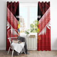 Custom Mate Maa Tonga XIII Window Curtain Tongan Kupesi Ngatu - Rugby Style LT14 - Polynesian Pride
