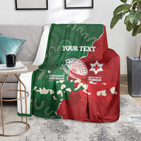 Custom Tonga And Australia Rugby Blanket Mate Maa Tongan Ngatu Mix Kangaroos Aboriginal LT14 - Polynesian Pride