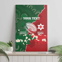 Custom Tonga And Australia Rugby Canvas Wall Art Mate Maa Tongan Ngatu Mix Kangaroos Aboriginal LT14 - Polynesian Pride