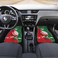 Custom Tonga And Australia Rugby Car Mats Mate Maa Tongan Ngatu Mix Kangaroos Aboriginal LT14 Set 2pcs - Front Green - Polynesian Pride