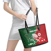 Custom Tonga And Australia Rugby Leather Tote Bag Mate Maa Tongan Ngatu Mix Kangaroos Aboriginal LT14 - Polynesian Pride