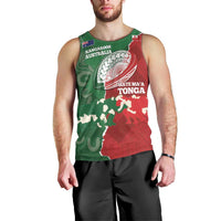 Custom Tonga And Australia Rugby Men Tank Top Mate Maa Tongan Ngatu Mix Kangaroos Aboriginal LT14 - Polynesian Pride