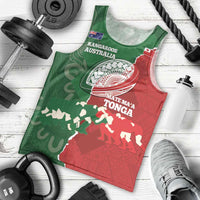 Custom Tonga And Australia Rugby Men Tank Top Mate Maa Tongan Ngatu Mix Kangaroos Aboriginal LT14 - Polynesian Pride