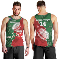 Custom Tonga And Australia Rugby Men Tank Top Mate Maa Tongan Ngatu Mix Kangaroos Aboriginal LT14 - Polynesian Pride