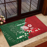 Custom Tonga And Australia Rugby Rubber Doormat Mate Maa Tongan Ngatu Mix Kangaroos Aboriginal LT14 - Polynesian Pride