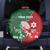 Custom Tonga And Australia Rugby Spare Tire Cover Mate Maa Tongan Ngatu Mix Kangaroos Aboriginal LT14 - Polynesian Pride