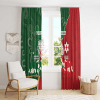 Custom Tonga And Australia Rugby Window Curtain Mate Maa Tongan Ngatu Mix Kangaroos Aboriginal LT14 - Polynesian Pride