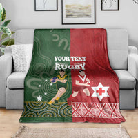 Custom Mate Maa Tonga And Kangaroo Australia Blanket Tongan Kupesi Mix Aboriginal Art LT14 - Polynesian Pride