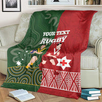 Custom Mate Maa Tonga And Kangaroo Australia Blanket Tongan Kupesi Mix Aboriginal Art LT14 - Polynesian Pride