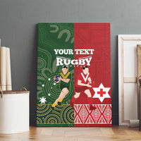Custom Mate Maa Tonga And Kangaroo Australia Canvas Wall Art Tongan Kupesi Mix Aboriginal Art LT14 - Polynesian Pride