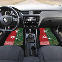 Custom Mate Maa Tonga And Kangaroo Australia Car Mats Tongan Kupesi Mix Aboriginal Art LT14 Set 2pcs - Front Green - Polynesian Pride
