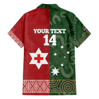 Custom Mate Maa Tonga And Kangaroo Australia Family Matching Puletasi and Hawaiian Shirt Tongan Kupesi Mix Aboriginal Art