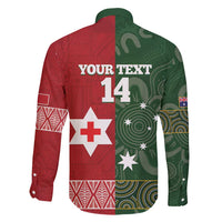 Custom Mate Maa Tonga And Kangaroo Australia Family Matching Puletasi and Hawaiian Shirt Tongan Kupesi Mix Aboriginal Art