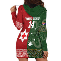 Custom Mate Maa Tonga And Kangaroo Australia Hoodie Dress Tongan Kupesi Mix Aboriginal Art LT14 - Polynesian Pride