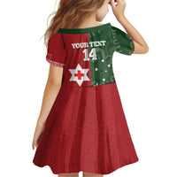 Custom Mate Maa Tonga And Kangaroo Australia Kid Short Sleeve Dress Tongan Kupesi Mix Aboriginal Art