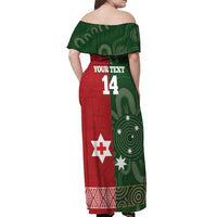 Custom Mate Maa Tonga And Kangaroo Australia Off Shoulder Maxi Dress Tongan Kupesi Mix Aboriginal Art LT14 - Polynesian Pride